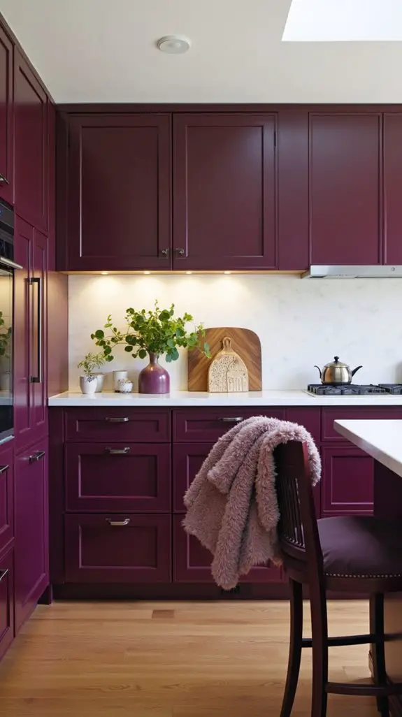 plum furnishings enhance kitchen decor
