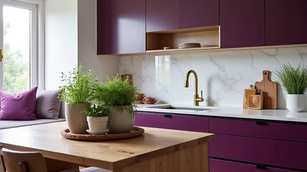 plum themed kitchen design inspirations