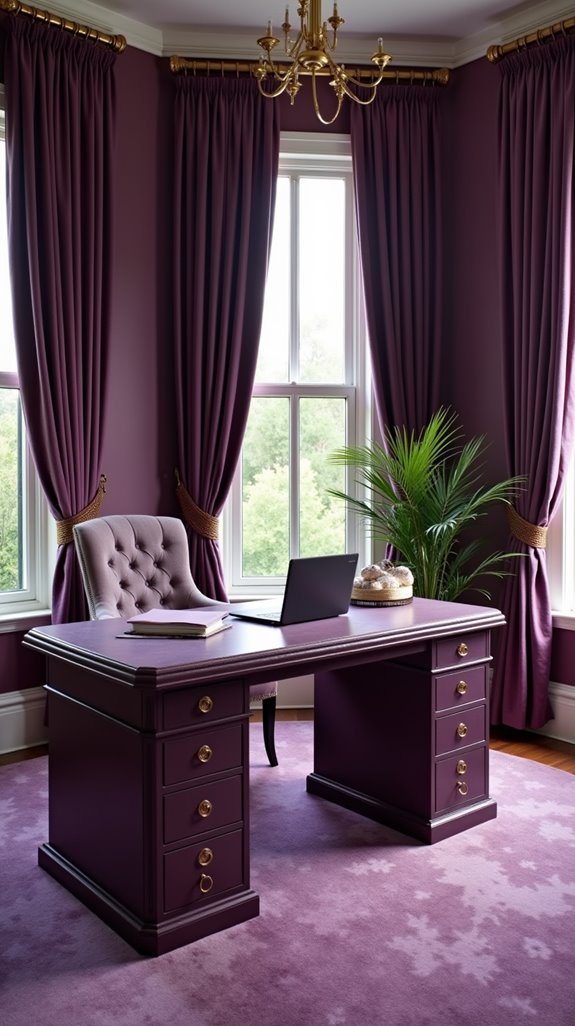 purple themed home office inspiration