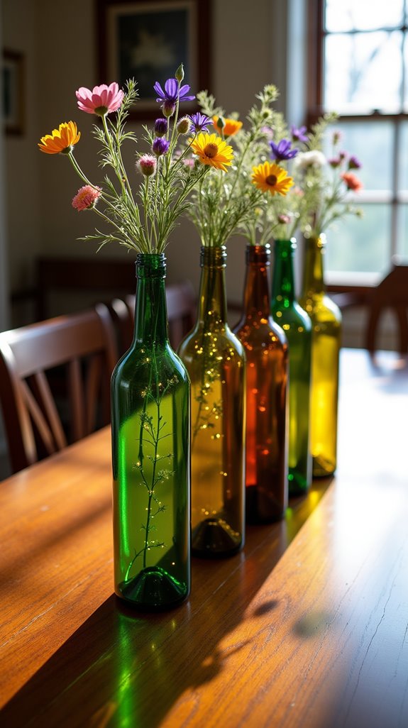 repurpose bottles into centerpieces