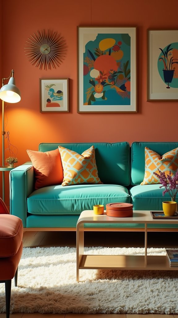 retro vibrant living room design