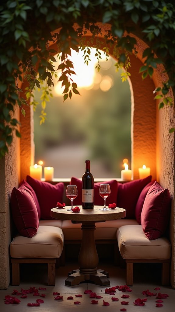 romantic wine tasting alcove