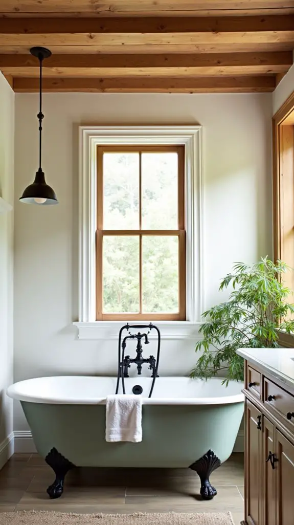 rustic bathroom with black fixtures