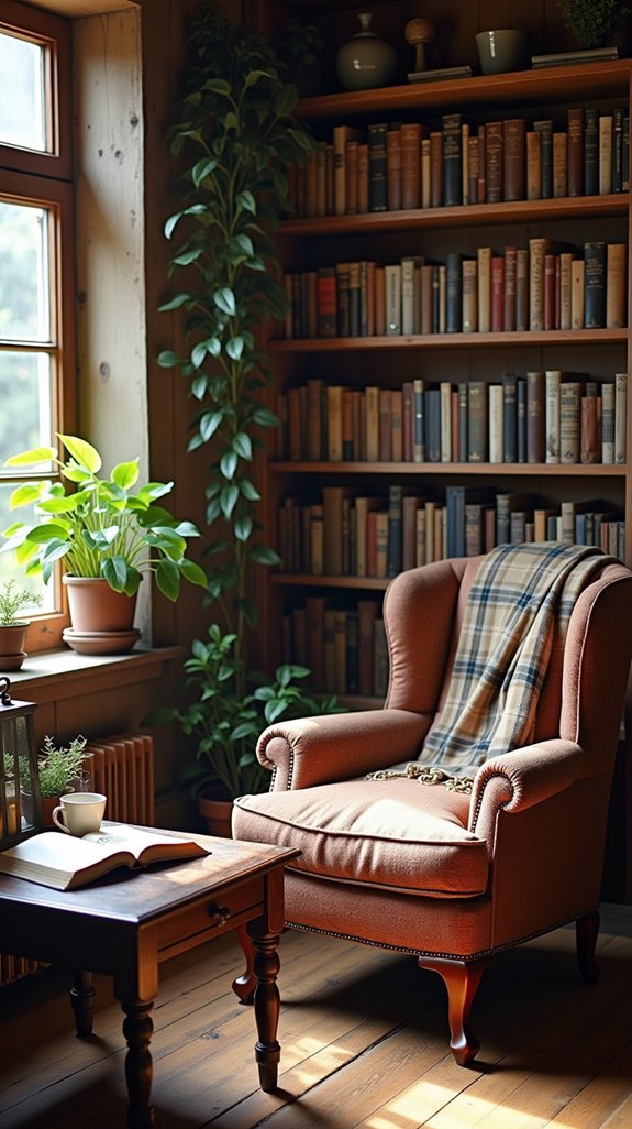 rustic wooden library accents