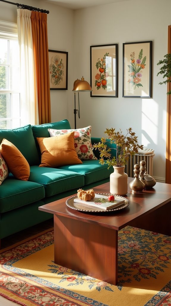 seasonal decor for green couch