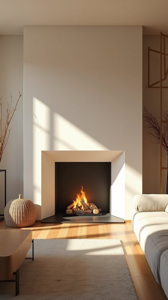 serene minimalist fireplace designs