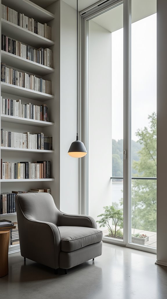 serene minimalist library design