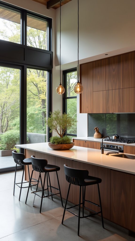 sleek functional social kitchen