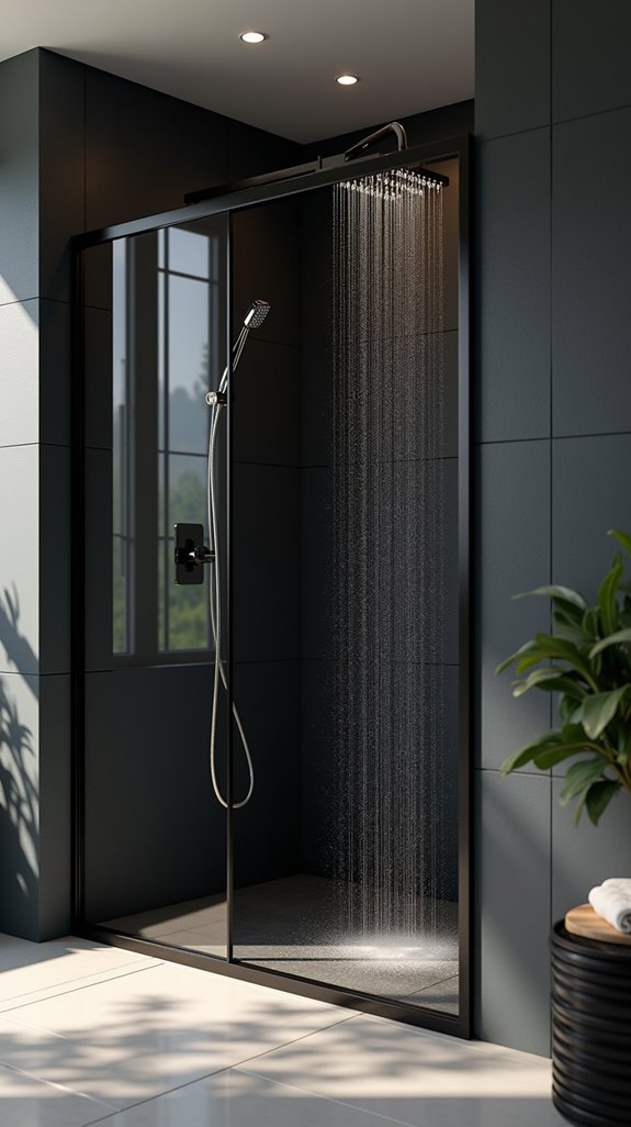 sophisticated black shower doors