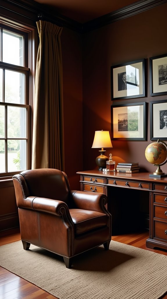 sophisticated leather study sanctuary