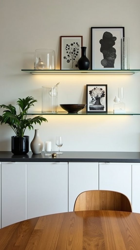 stunning space saving glass shelves