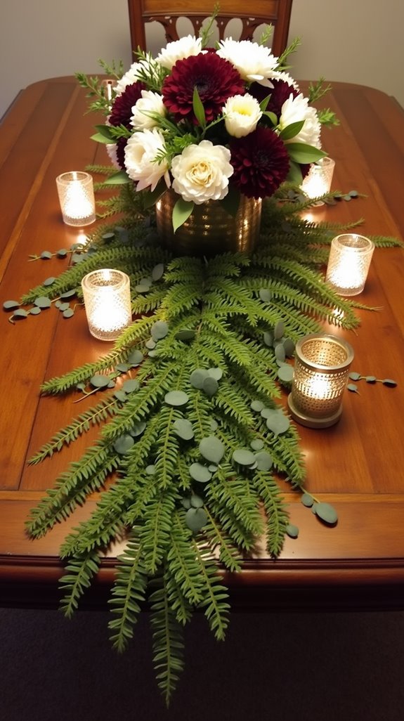 stunning table runner greenery