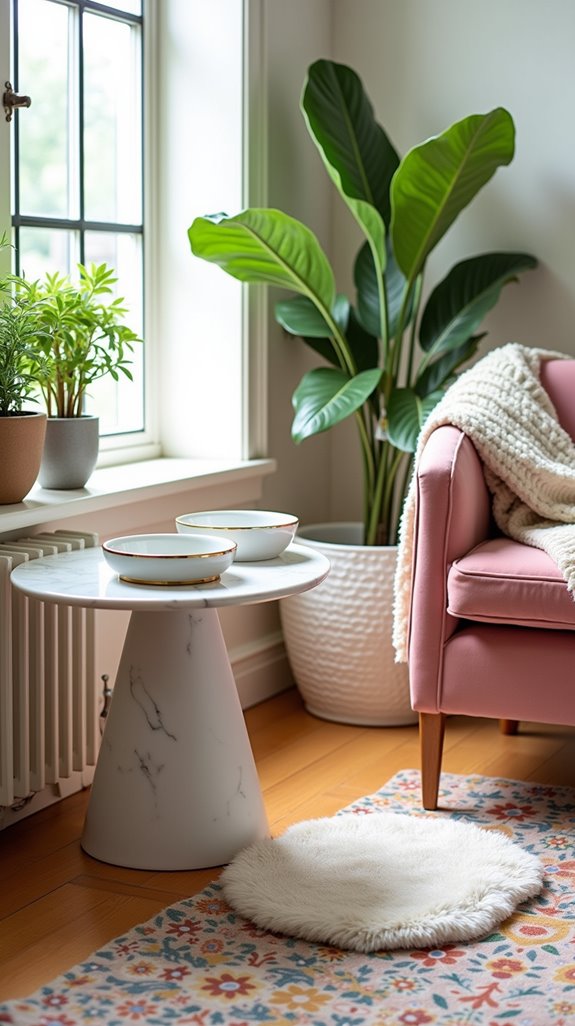 stylish dog feeding station