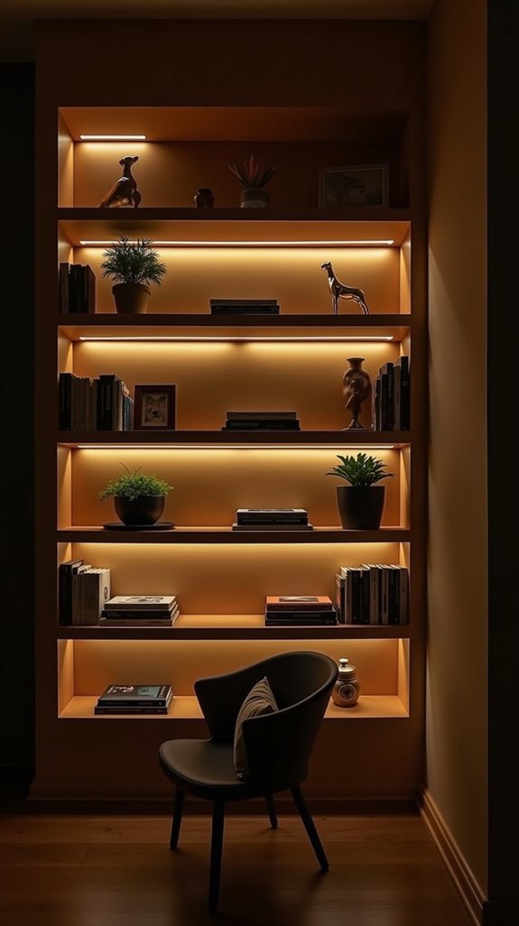 stylish space maximizing lighted shelves