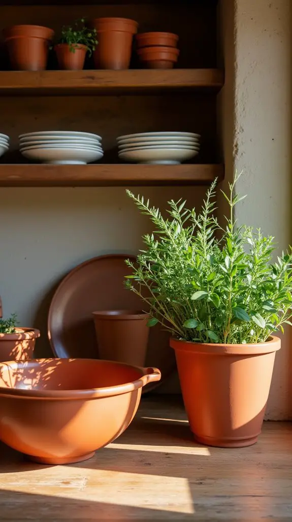 terracotta cookware display aesthetics