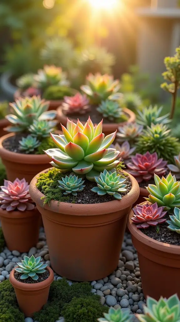 terracotta pots enhance succulents