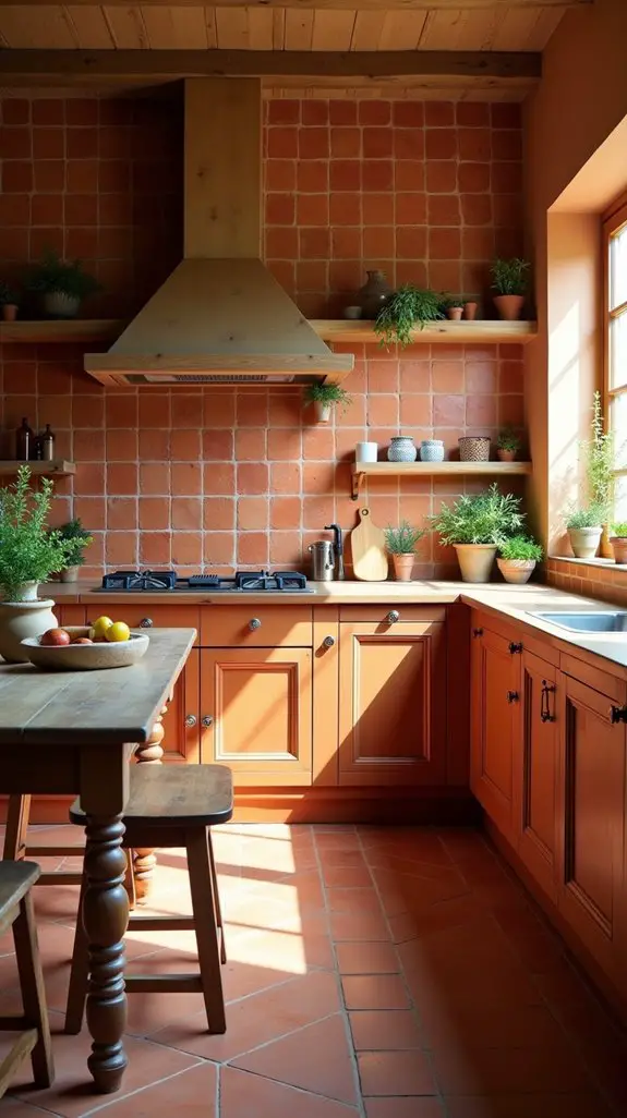 textured terracotta kitchen tiles