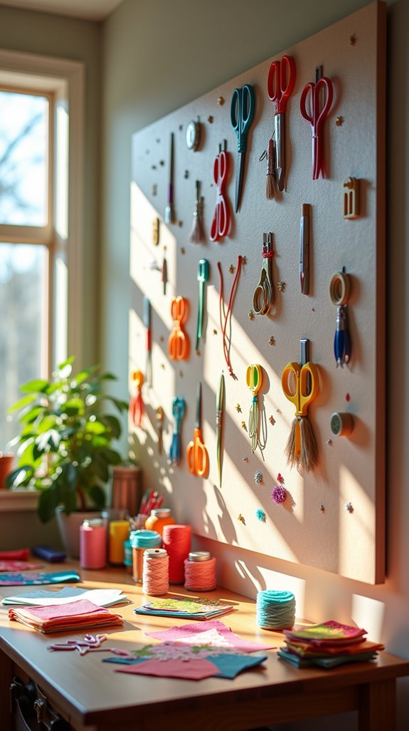 tools organized with magnetic strips