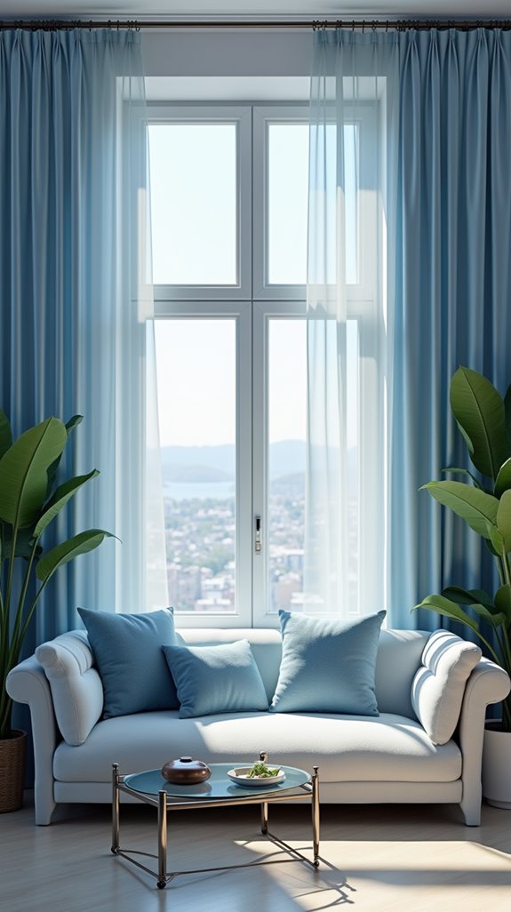 tranquil blue curtain decor