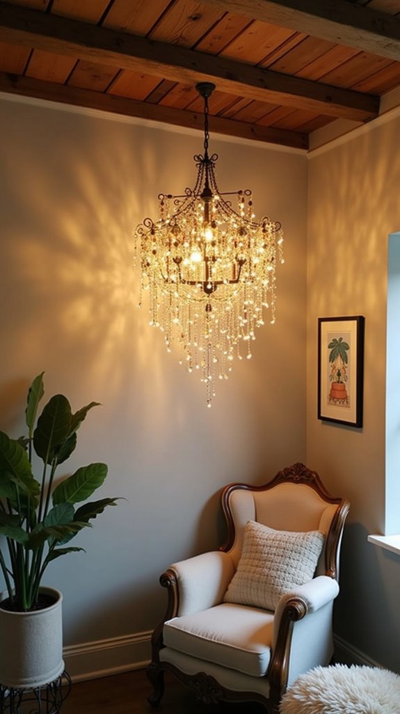 twinkling lights diy chandelier
