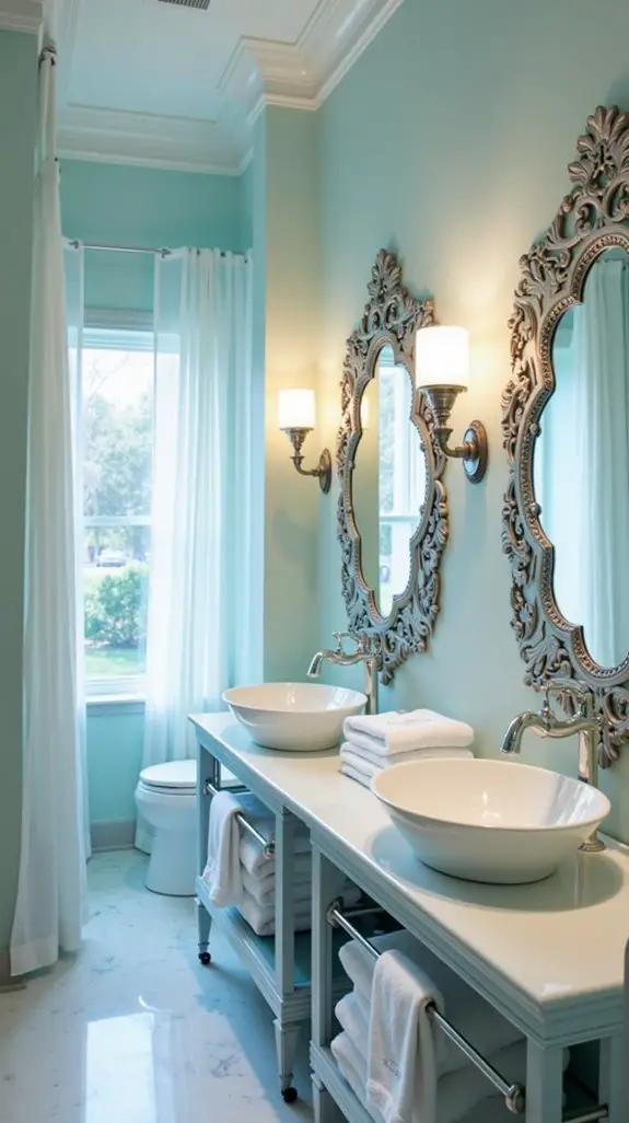 unique pale blue mirrors