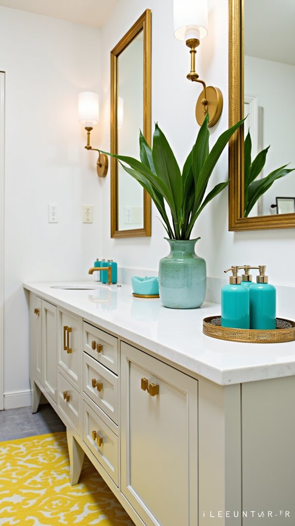 vibrant accessories enhance decor