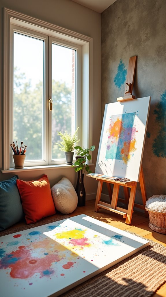 vibrant art studio room