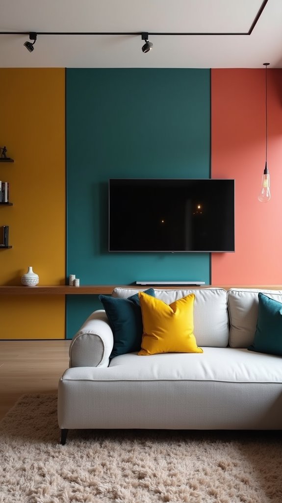 vibrant color blocked walls