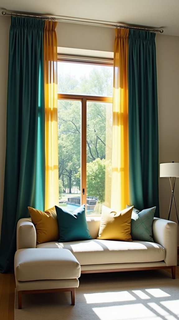 vibrant color blocking curtains stylishly