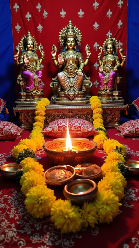 vibrant colorful pooja room