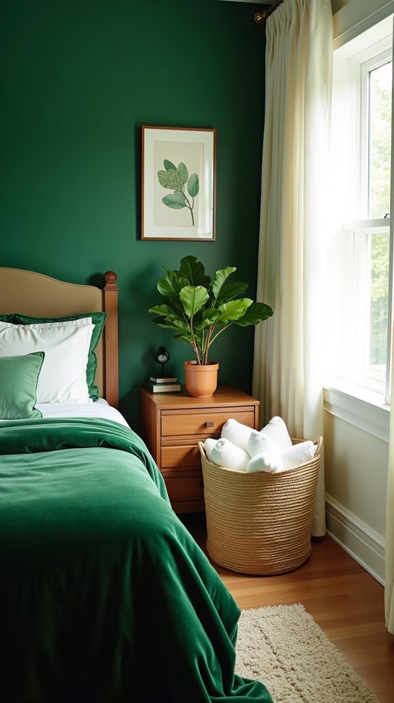vibrant green bedroom accents