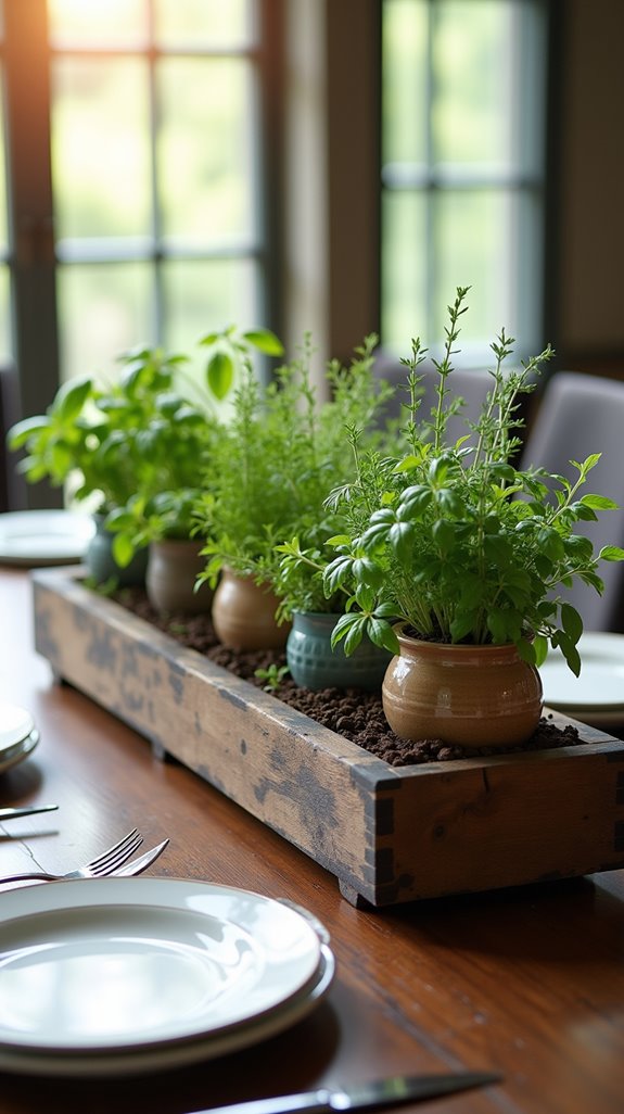 vibrant indoor herb arrangement