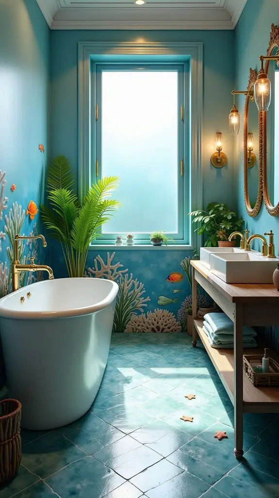 vibrant marine life murals