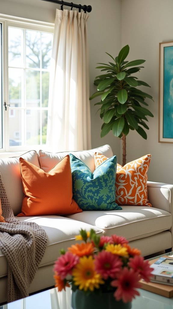 vibrant patterned throw pillows