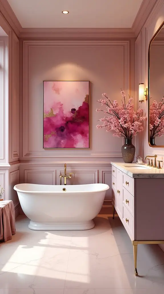 vibrant pink and gold artwork