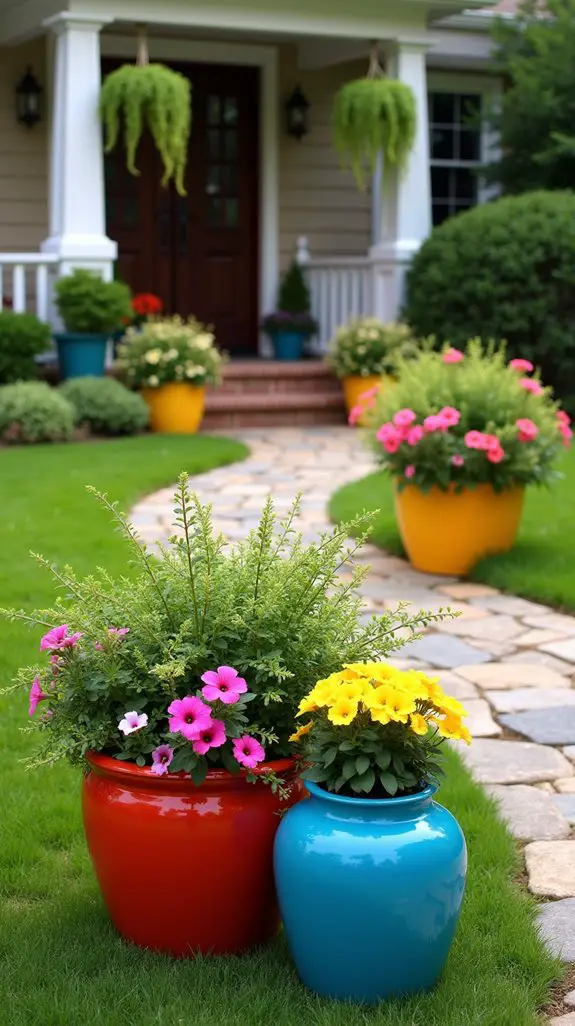 vibrant planters enhance curb appeal