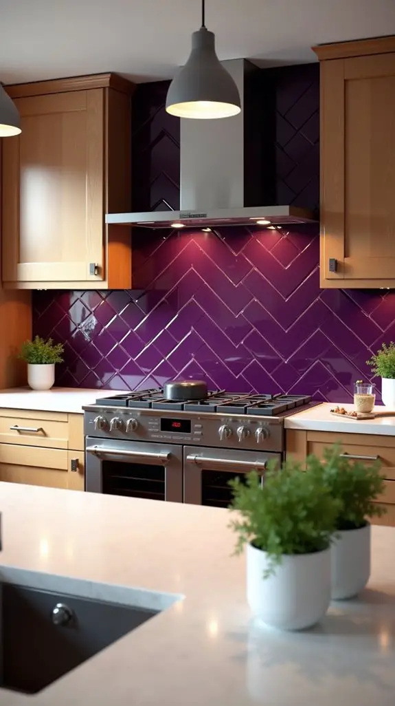 vibrant plum kitchen backsplashes