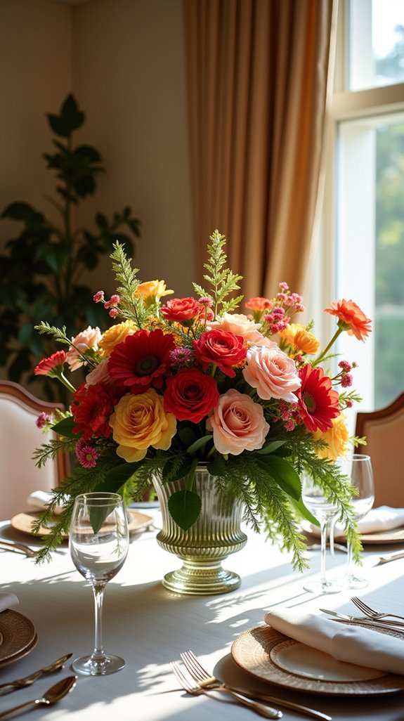 vibrant seasonal flower centerpiece