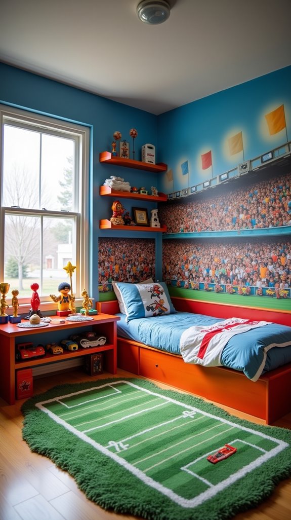 vibrant sports themed room decor