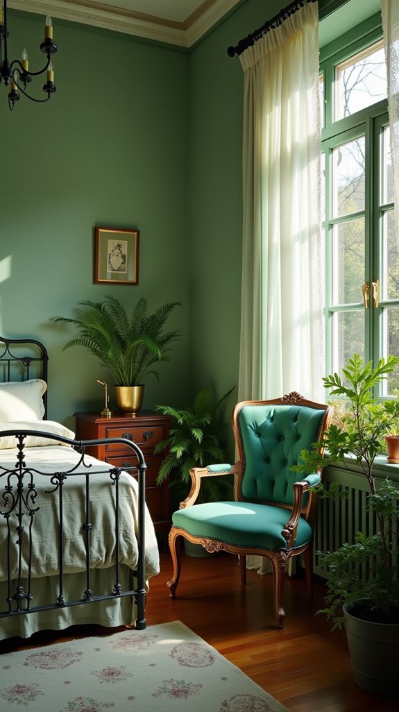 vintage green bedroom elegance