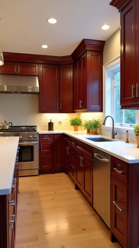 warm layered kitchen lighting