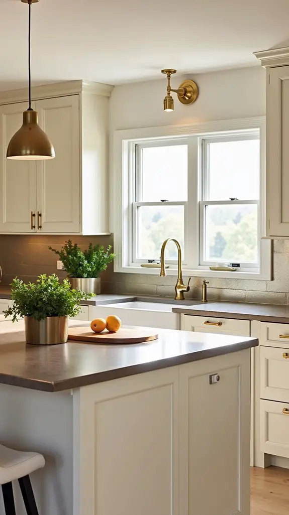 warm metallic kitchen accents
