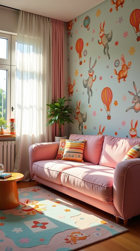 whimsical cartoon living room