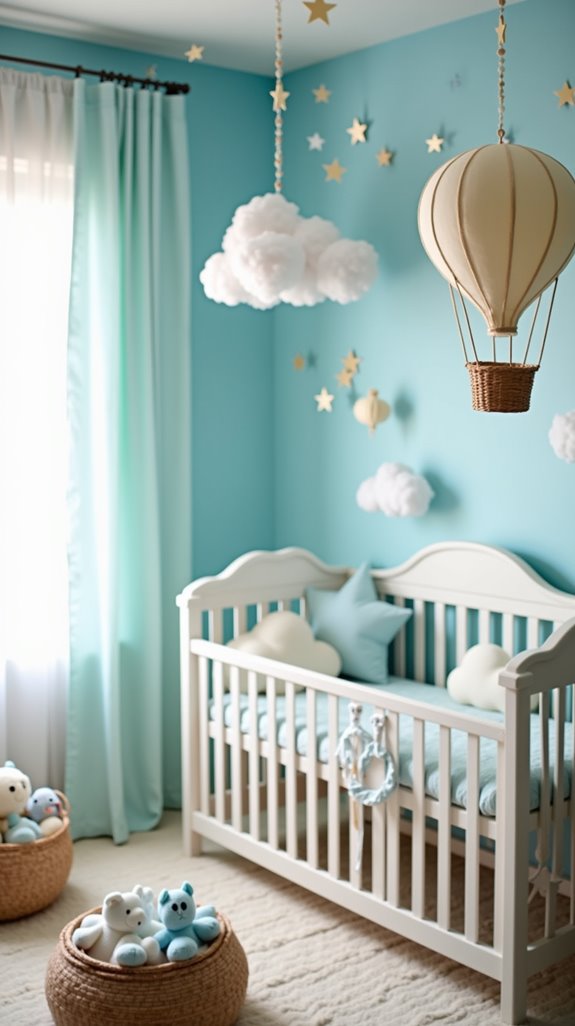 whimsical cloud themed nursery decor