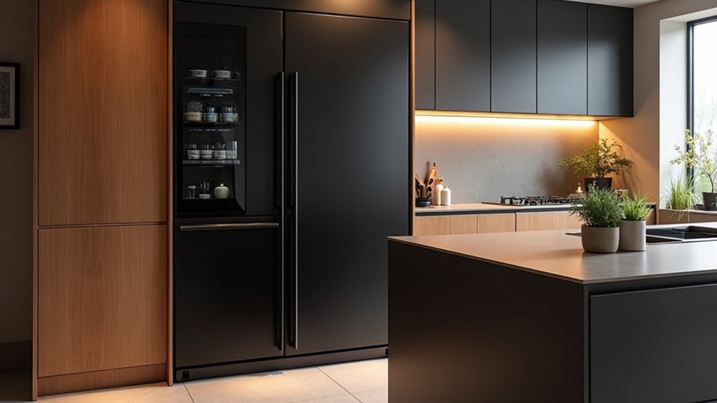 black fridge kitchen designs