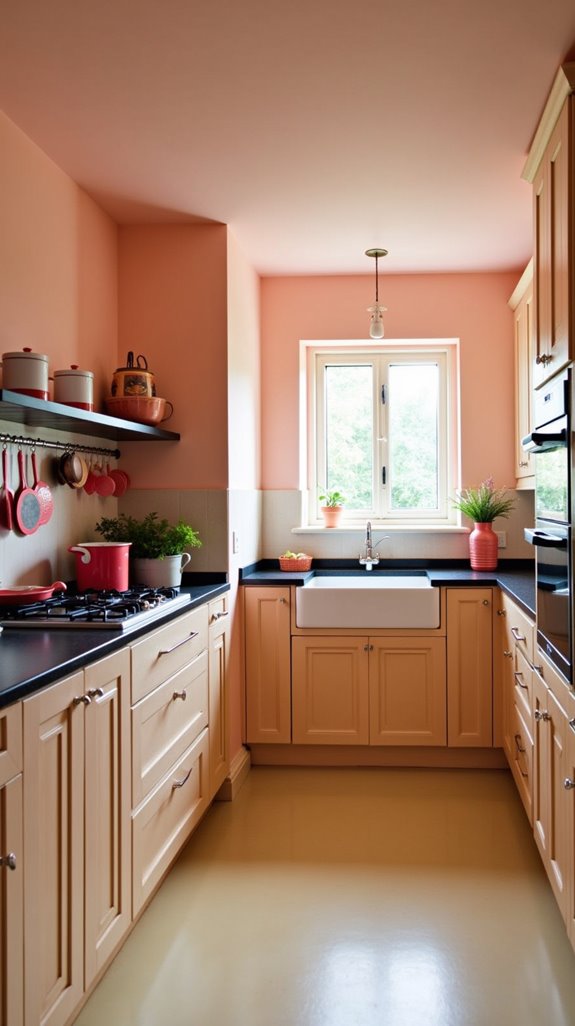 bold coral charcoal kitchen