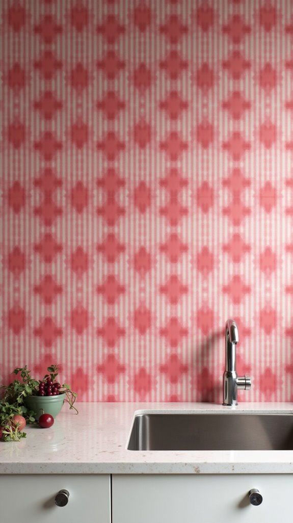bold geometric pink backsplashes