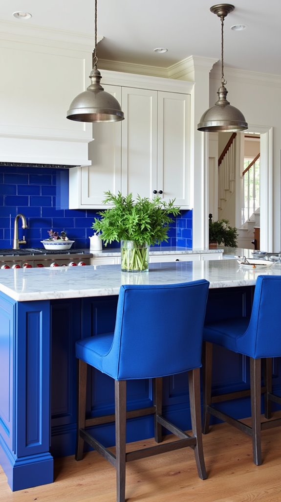 bold royal blue kitchen accents