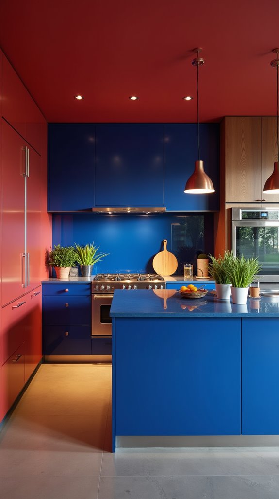 bold walls blue countertops