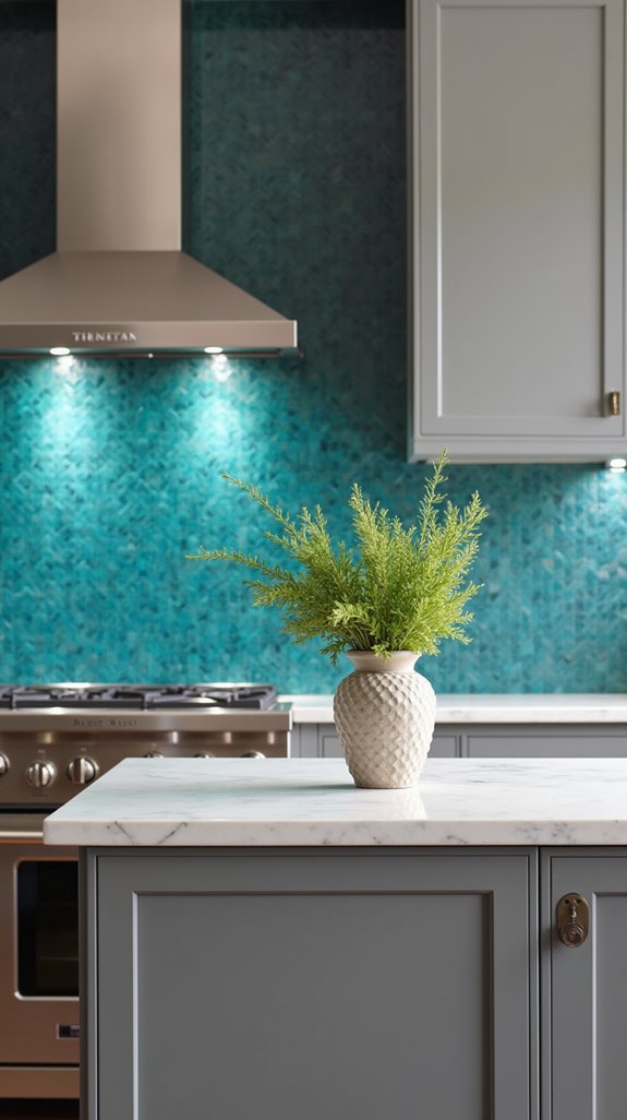 bright backsplashes enhance gray kitchens